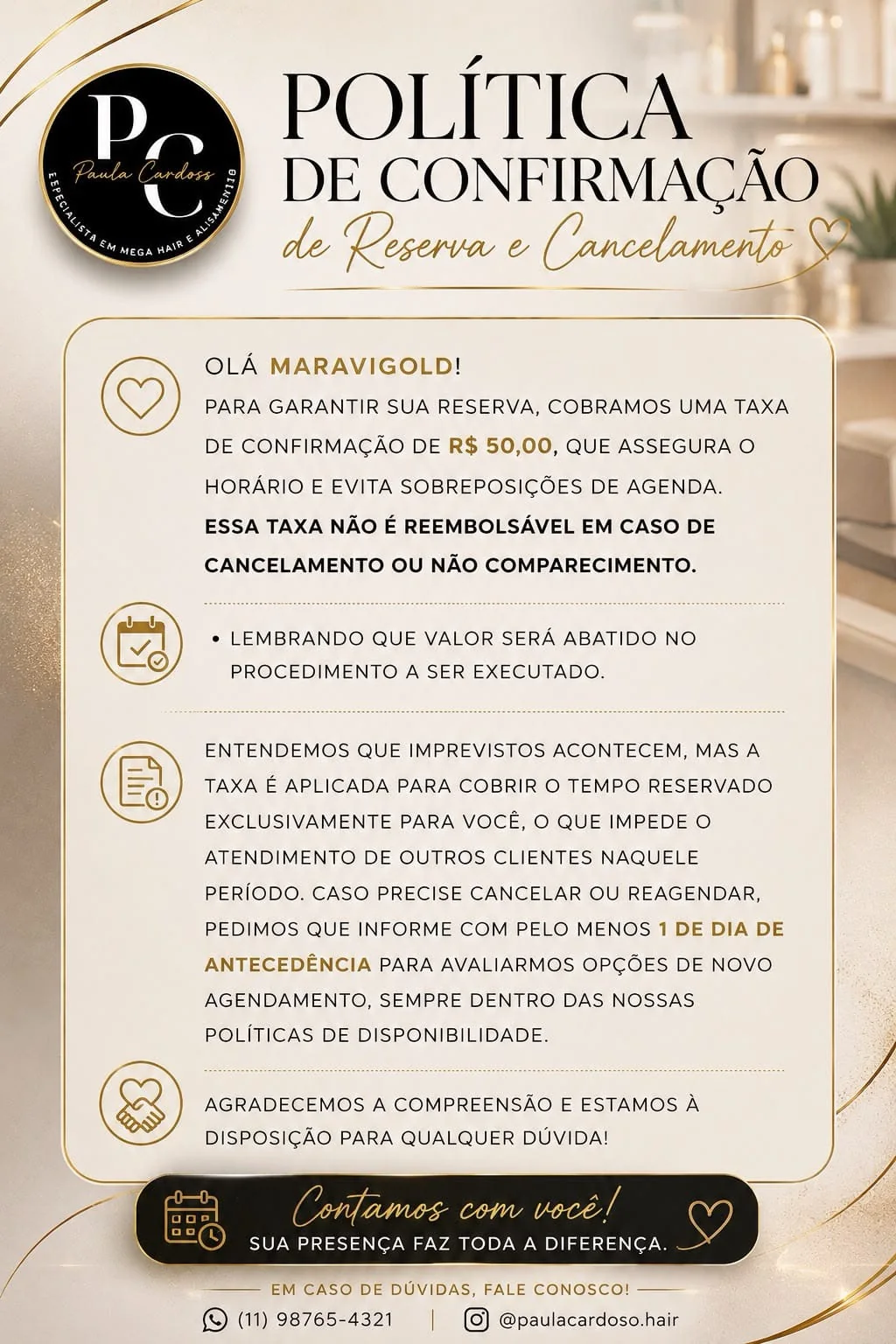 Política de confirmação de reserva