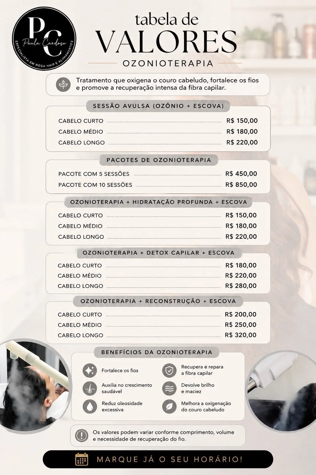Tabela de valores de ozonioterapia
